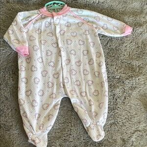 Vintage West Coast Baby Sleeper Pink Heart Flowers Sz M 3/6M